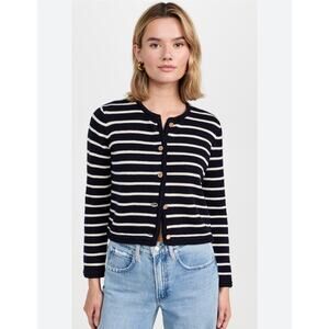 FRAME Stripe Merino Wool & Cotton Cardigan - Size Small (New)